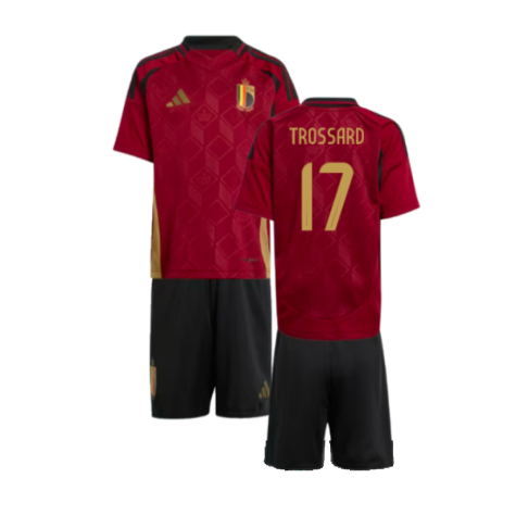 Belgium Leandro Trossard 17 Kids Home Soccer Jersey Euro 2024