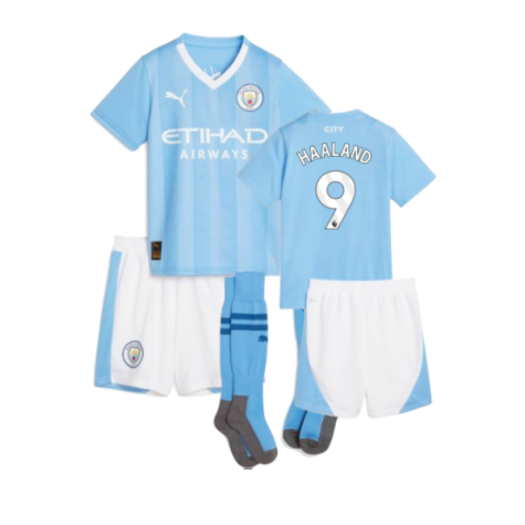 Man City Erling Haaland 9 Kids Home Soccer Jersey 2023/24