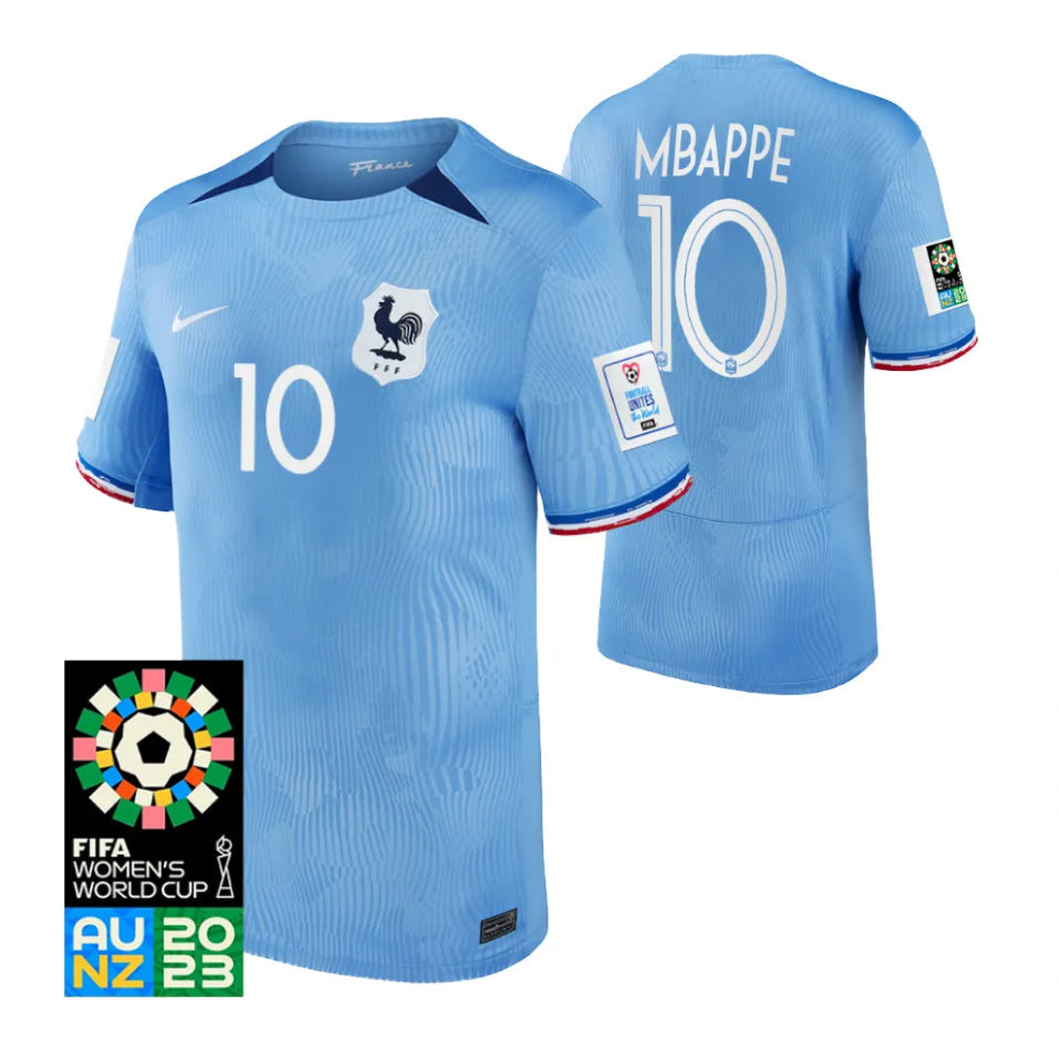 France Kylian Mbappe 10 Home Soccer Jersey World Cup 2023