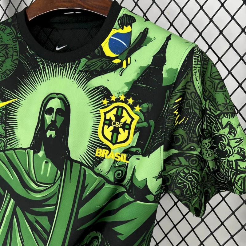 Brazil Jesus Christ the Redeemer Special Edition Soccer Jersey 2025-2026 - Green