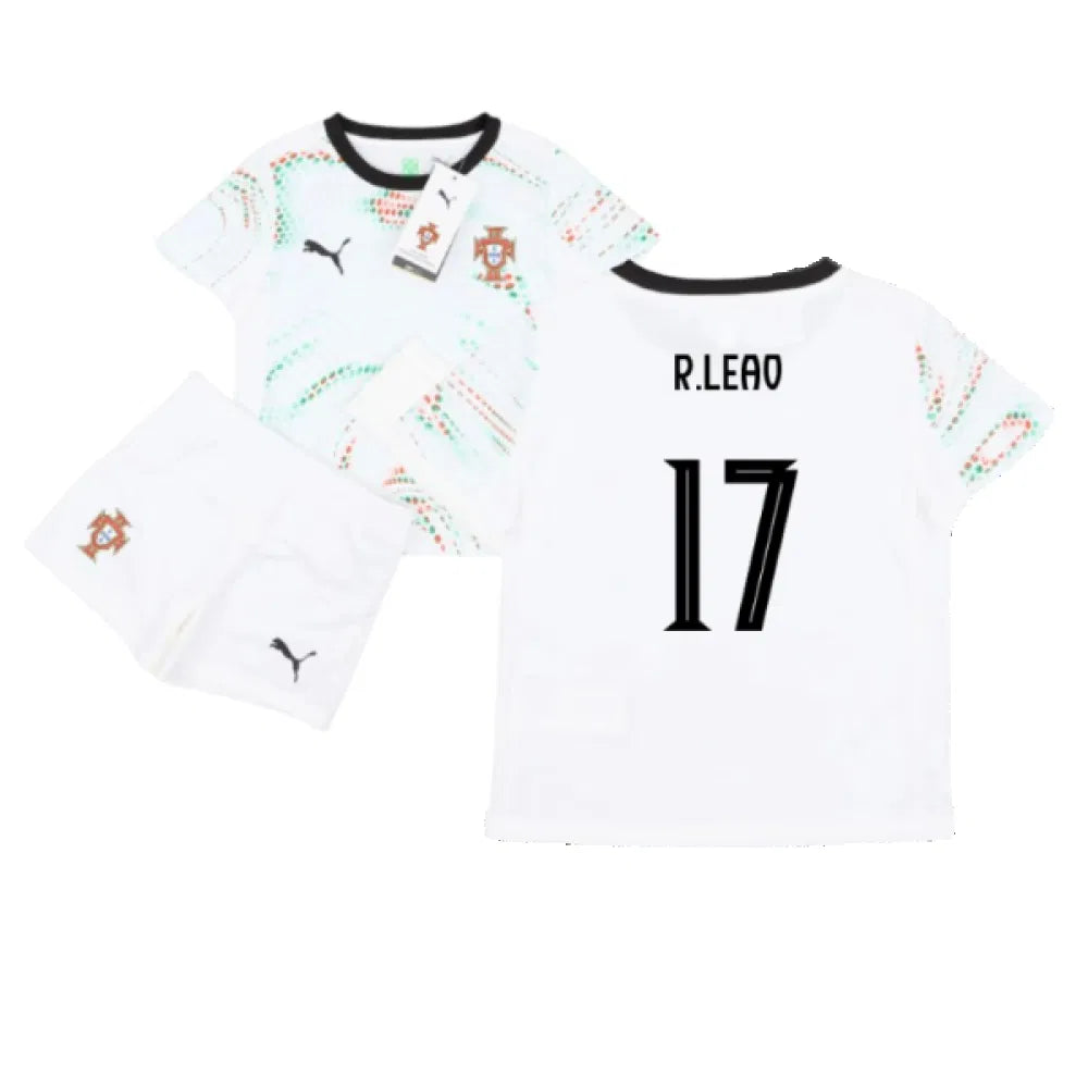 Portugal Rafael Leão 17 Away Soccer Jersey Kids Kit 2025-2026