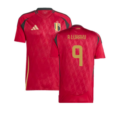 Belgium Romelu Lukaku 9 Home Soccer Jersey UEFA Euro 2024