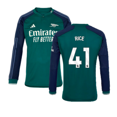 Arsenal Declan Rice 41 Long Sleeve Third Soccer Jersey 2023/24