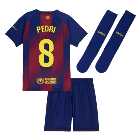 FC Barcelona Pedri 8 Kids Home Soccer Jersey 2025-2026