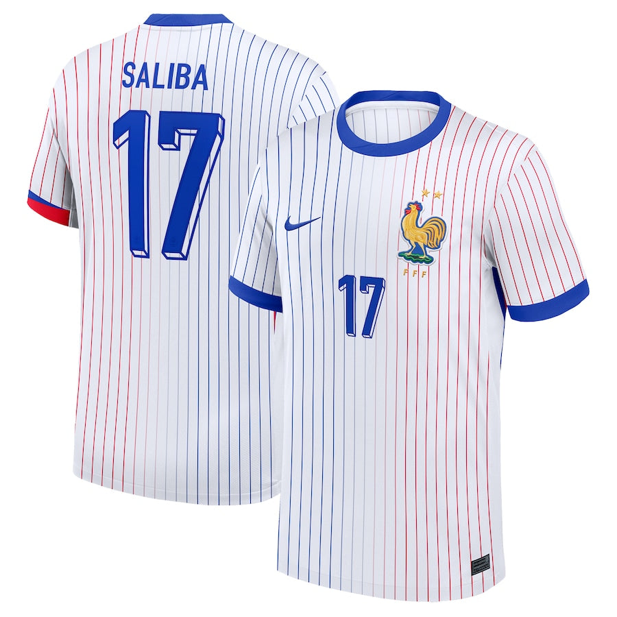 France William Saliba 17 Away Soccer Jersey Euro 2024