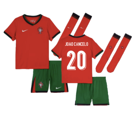 Portugal Joao Cancelo 20 Kids Home Soccer Jersey Euro 2024