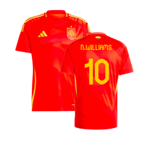 Spain Nico Williams 10 Home Soccer Jersey Euro 2024
