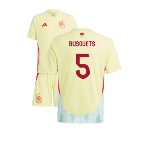 Spain Sergio Busquets 5 Kids Away Soccer Jersey Euro 2024
