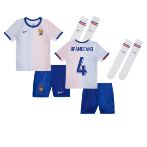 France Dayot Upamecano 4 Kids Away Soccer Jersey Euro 2024