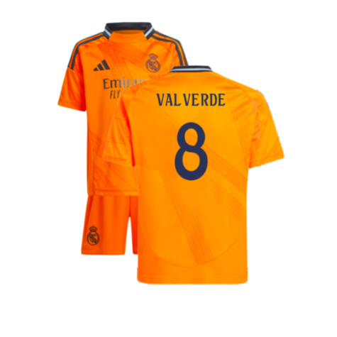 Real Madrid Federico Valverde 8 Away Soccer Jersey Kids Mini Kit 2024/25