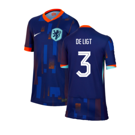 Netherlands Matthijs de Ligt 3 Away Soccer Jersey Euro 2024