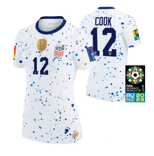 USA Women's Alana Cook 12 Home Soccer Jersey World Cup 2023
