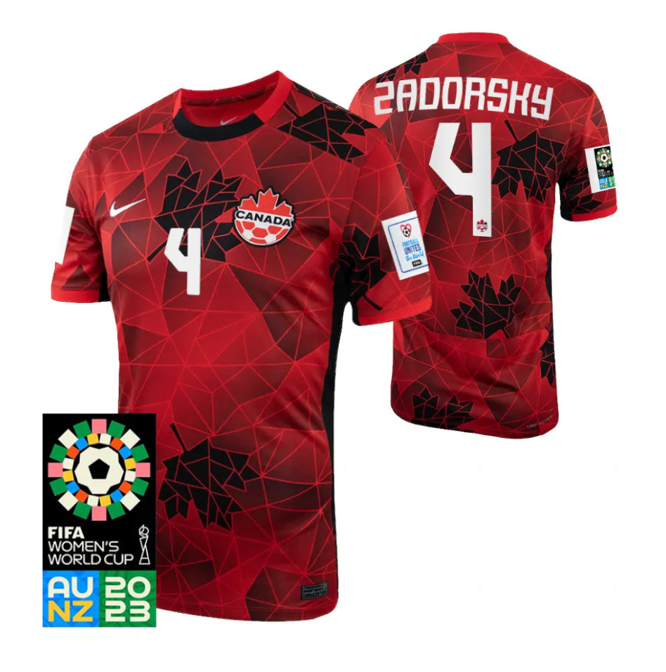 Canada Shelina Zadorsky 4 Home Soccer Jersey World Cup 2023