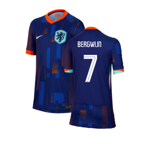 Netherlands Steven Bergwijn 7 Away Soccer Jersey Euro 2024