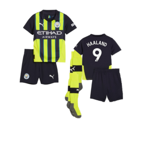 Man City Erling Haaland 9 Kids Away Soccer Jersey 2024/25