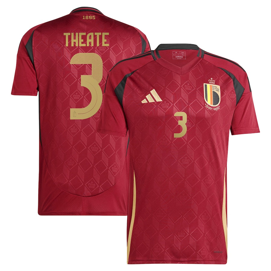 Belgium Arthur Theate 3 Home Soccer Jersey UEFA Euro 2024