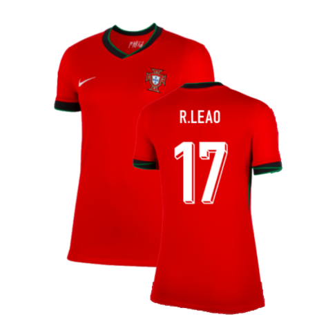 Women's Portugal Rafael Leão 17 Home Soccer Jersey Euro 2024