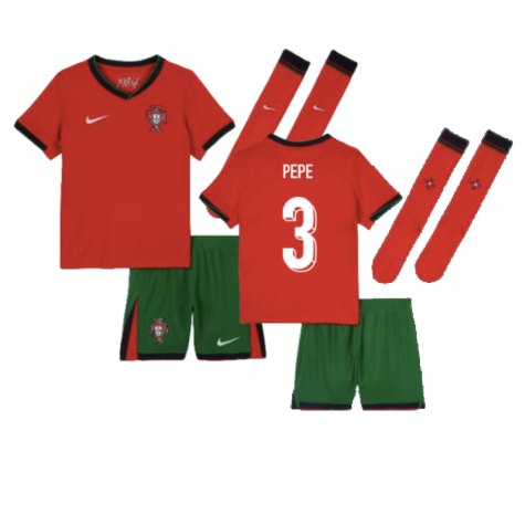 Portugal Pepe 3 Kids Home Soccer Jersey Euro 2024