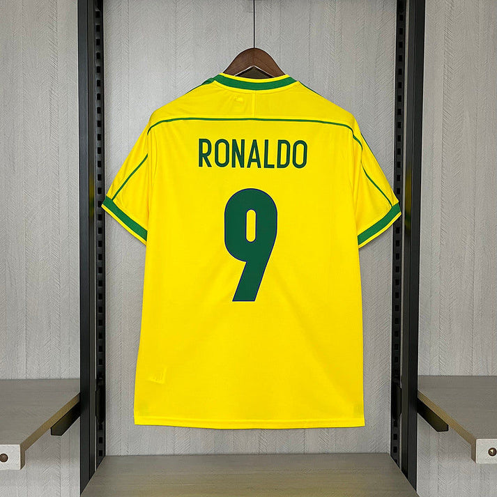 Brazil Ronaldo 9 Home Retro Soccer Jersey World Cup 1998