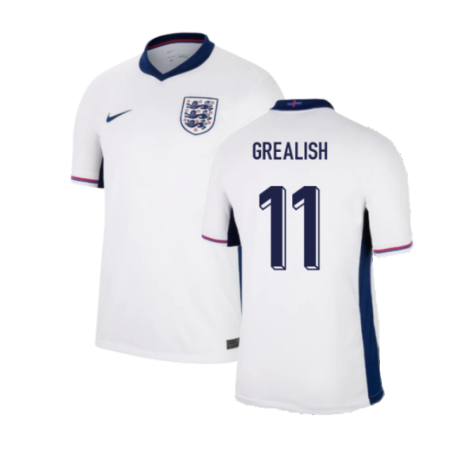 England Jack Grealish 11 Home Soccer Jersey Euro 2024