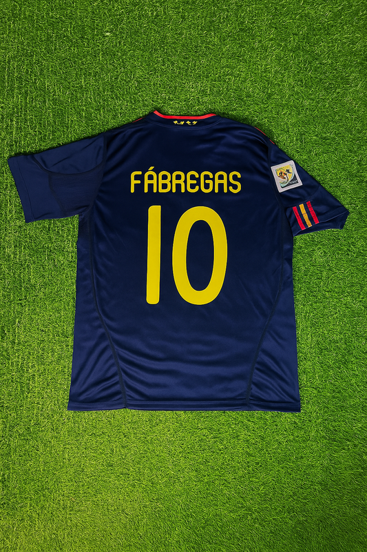 Spain Cesc Fabregasetro 10 Retro Away Soccer Jersey World Cup 2010