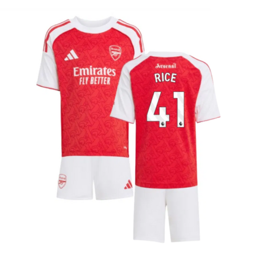 Arsenal Declan Rice 41 Kids Home Soccer Jersey 2025-2026