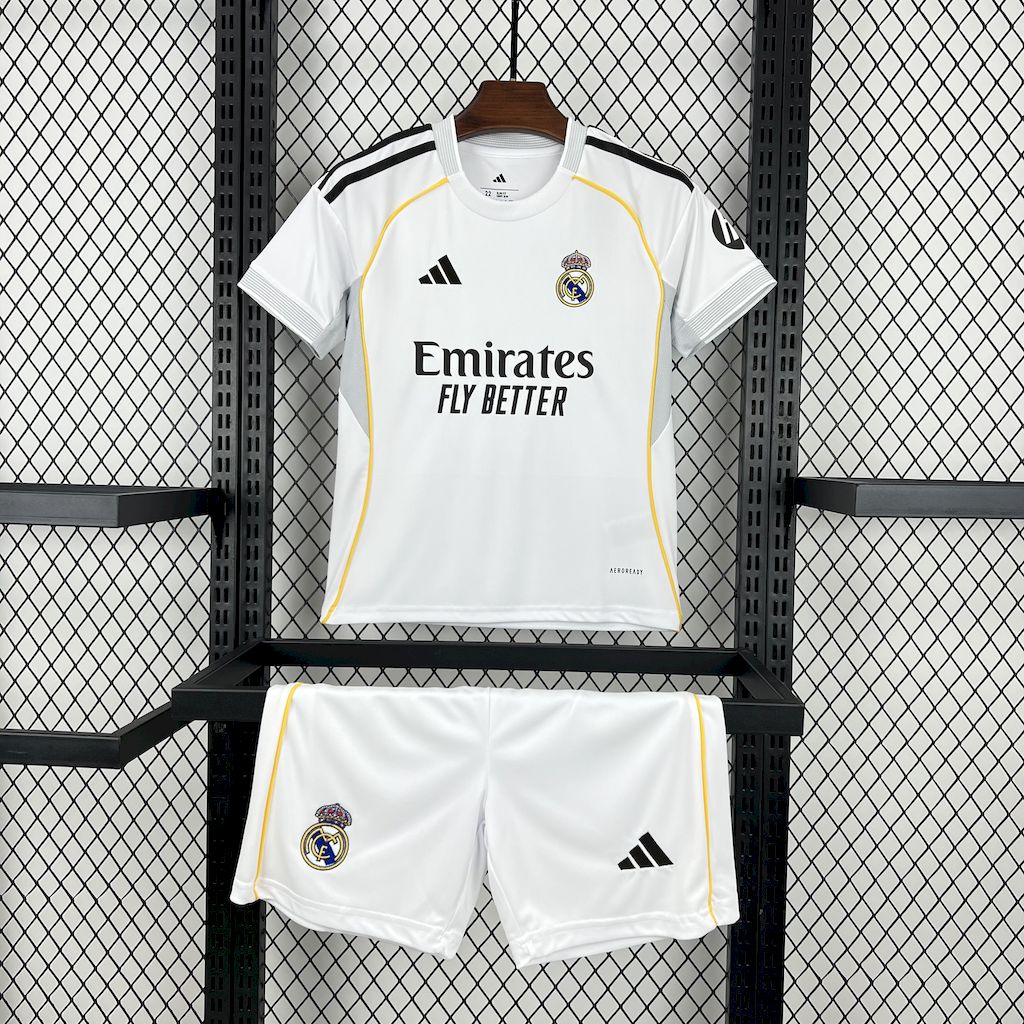 Real Madrid Kylian Mbappé 9 Kids Home Soccer Jersey 2025-2026